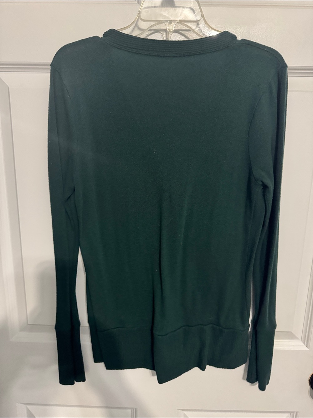 Trio of Women's V-Neck Button Cardigan Sweaters- Green, Plum, Orange - Picture 3 of 7